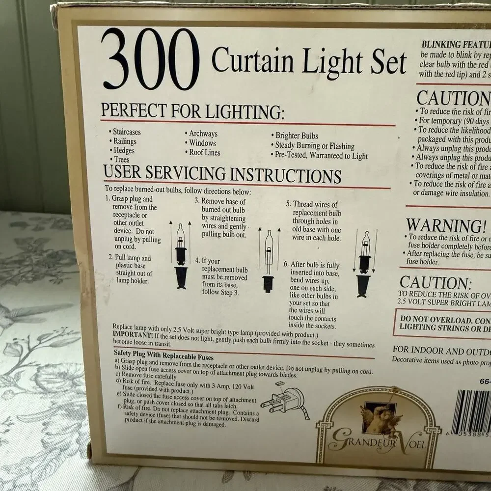600 Vtg Christmas Clear Curtain lights Value Pack Indoor Outdoor White Twinkle